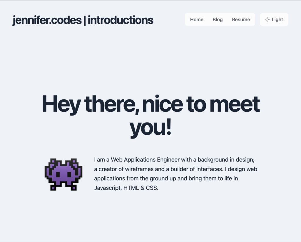 Screen capture of this site with a light slate color theme.